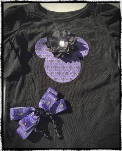 Haunted Mansion inspired, Mickey head shirt and bow.
