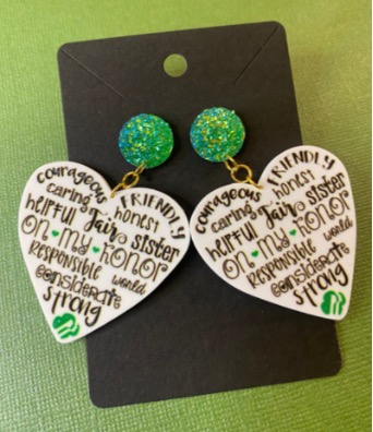 Heart of a Girl Scout - Inspired Dangle Earrings
