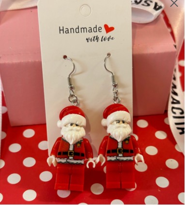 Lego Style Santa - Dangle Earrings